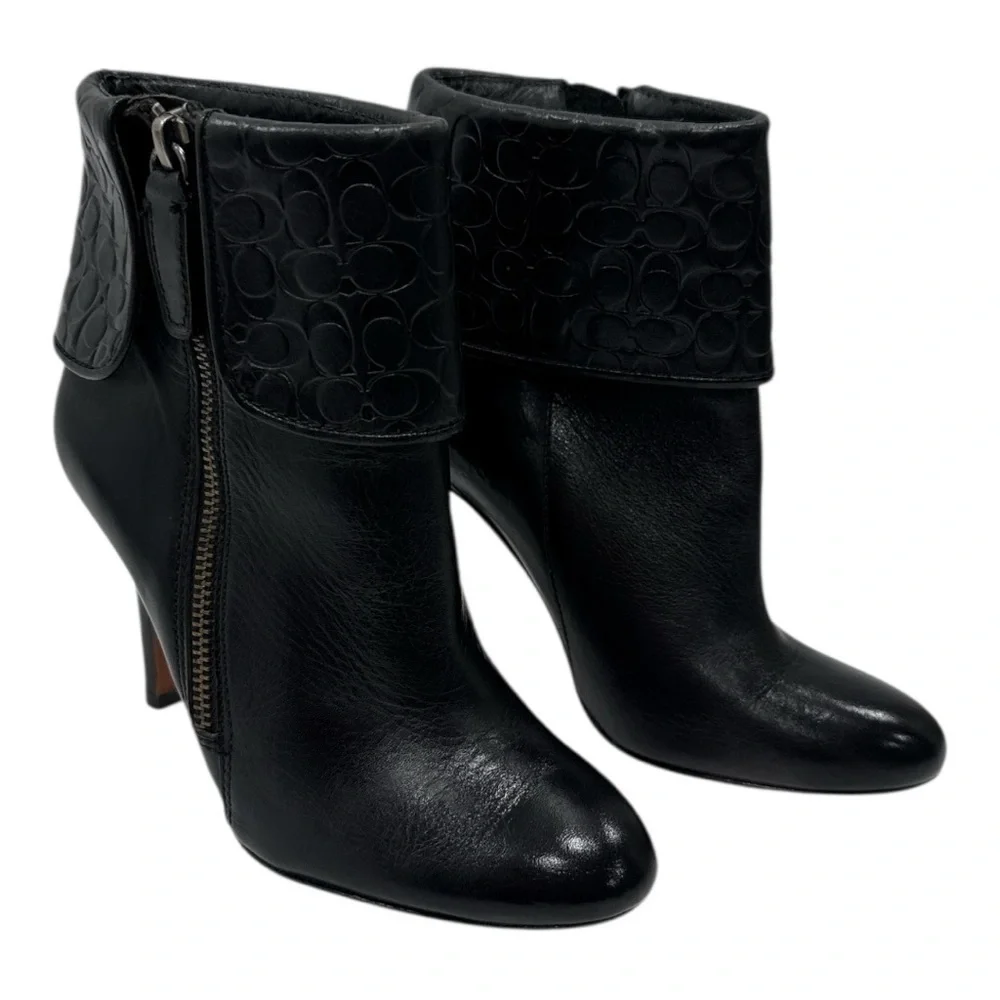 COACH SIGNATURE SHOES BOOTS MACKENNA BLACK LEATHER SIZE 5 B